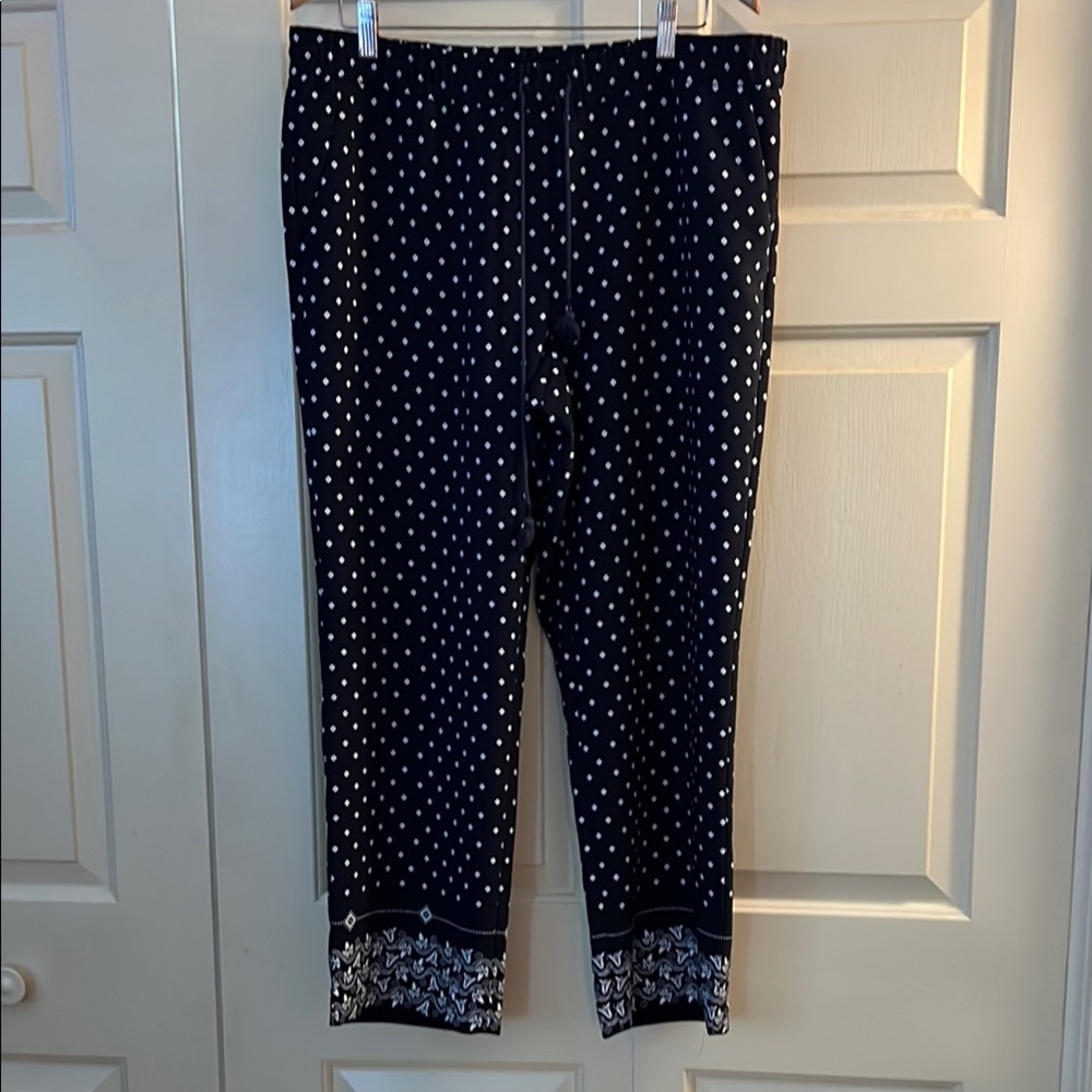 Loft Navy And White Patterned Pants - image 1